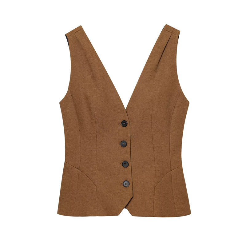 Spring New  Style Design Sleeveless Vest Top and Long Pants Set to Show Temperament