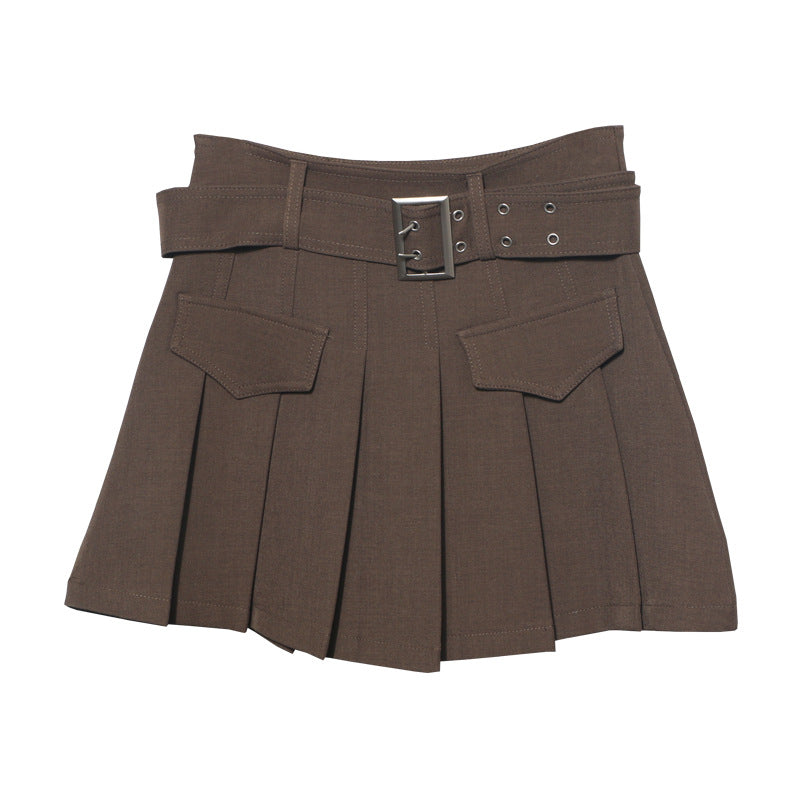 Half length skirt women's anti slip pleated skirt