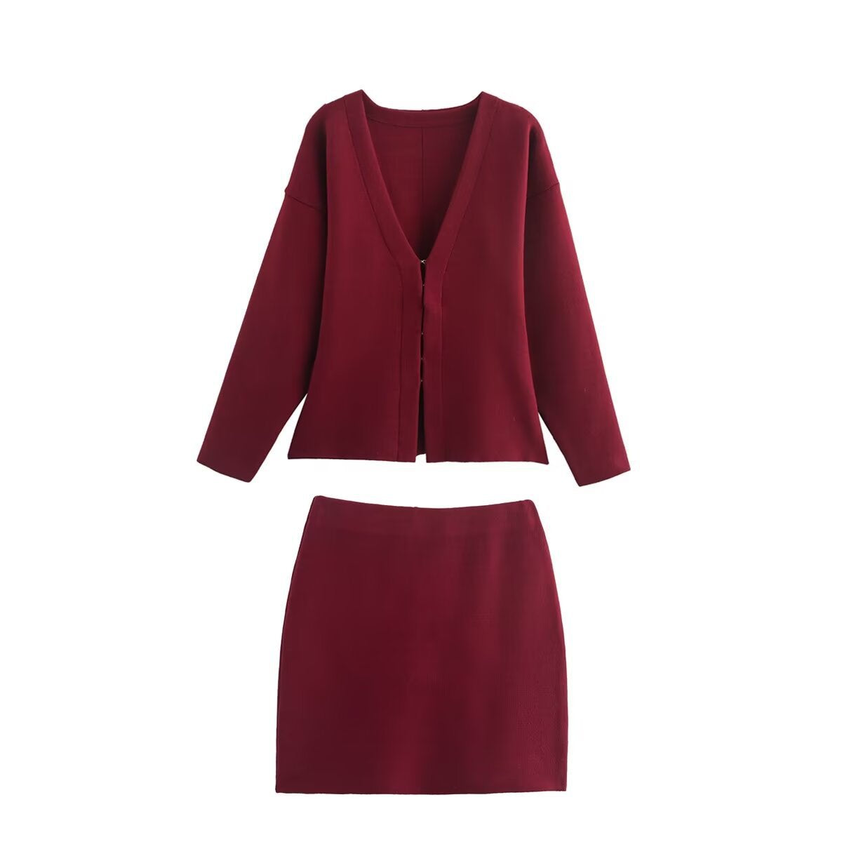 Autumn fashion new knitted slim fit jacket+high waisted mini skirt