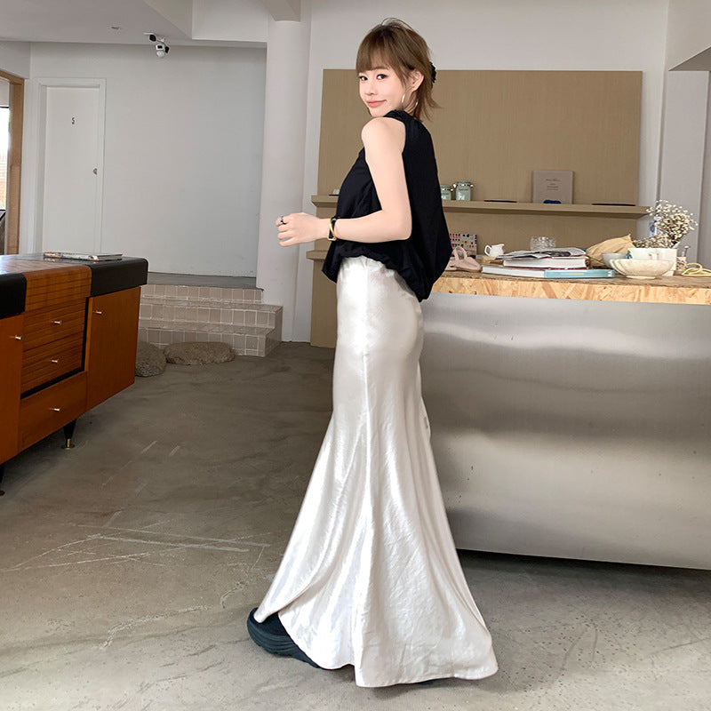 Slimming Satin Long Skirt