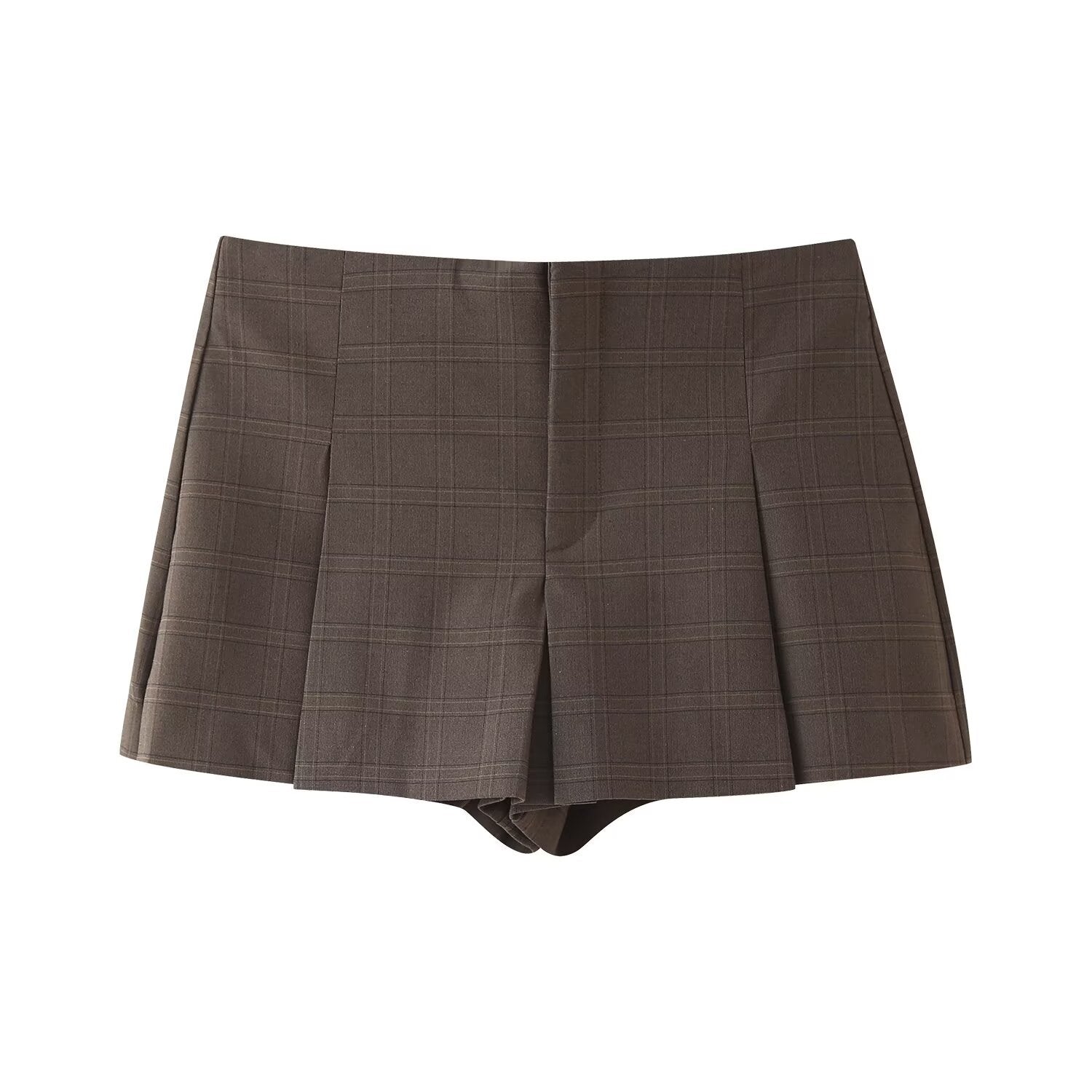 High waisted slimming and wrinkled two-color zipper pants skirt for women