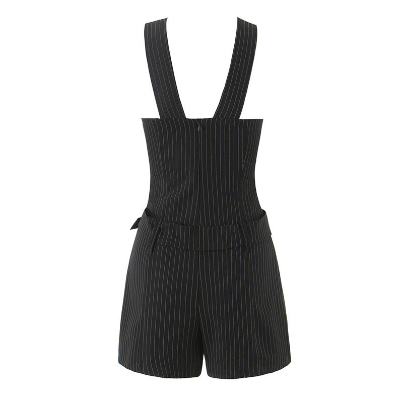 Strapless Striped Belted Jumpsuit Dress Style Fashion Women's Clothing