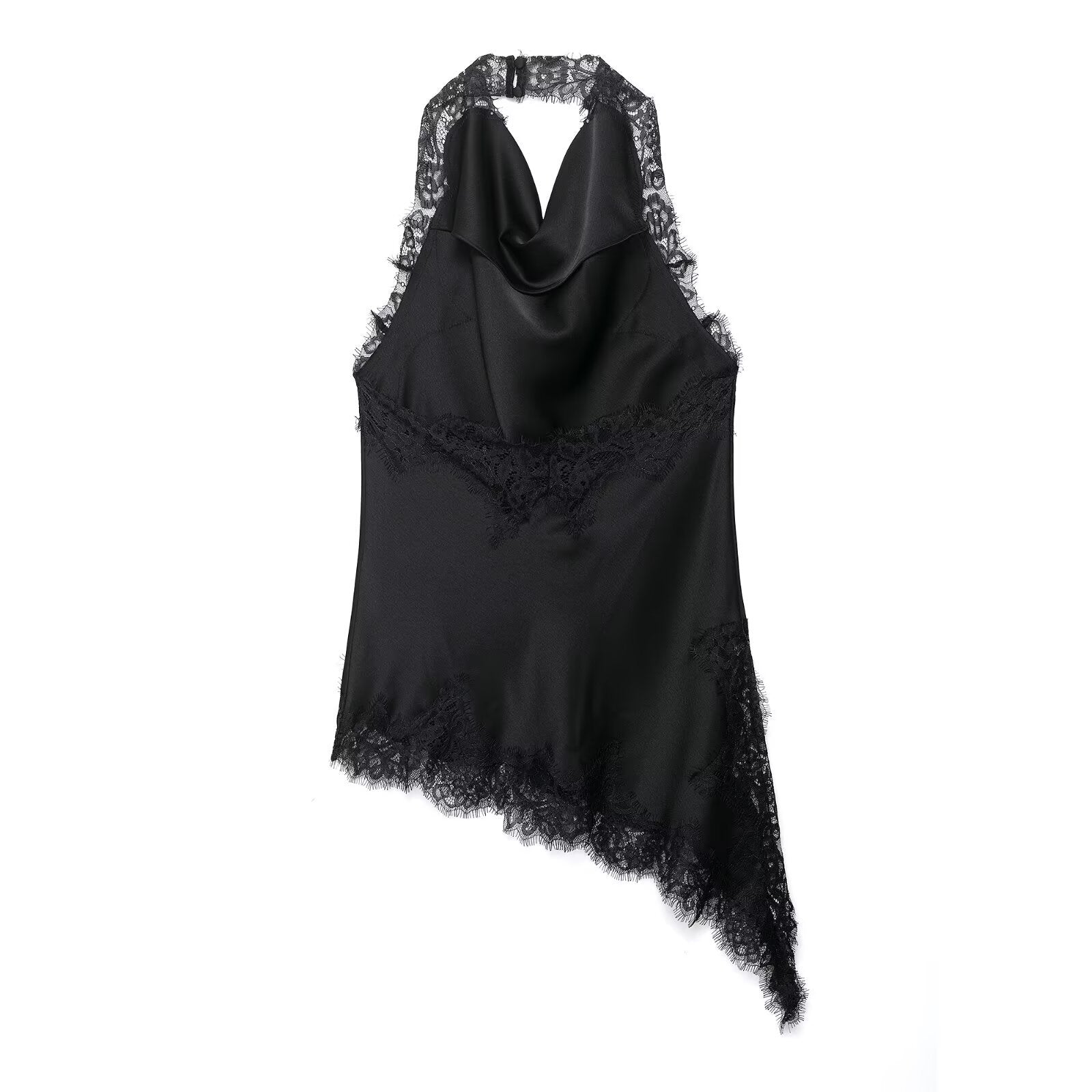 Women's Clothing INS Halter Lace Top + Satin Texture Skirt