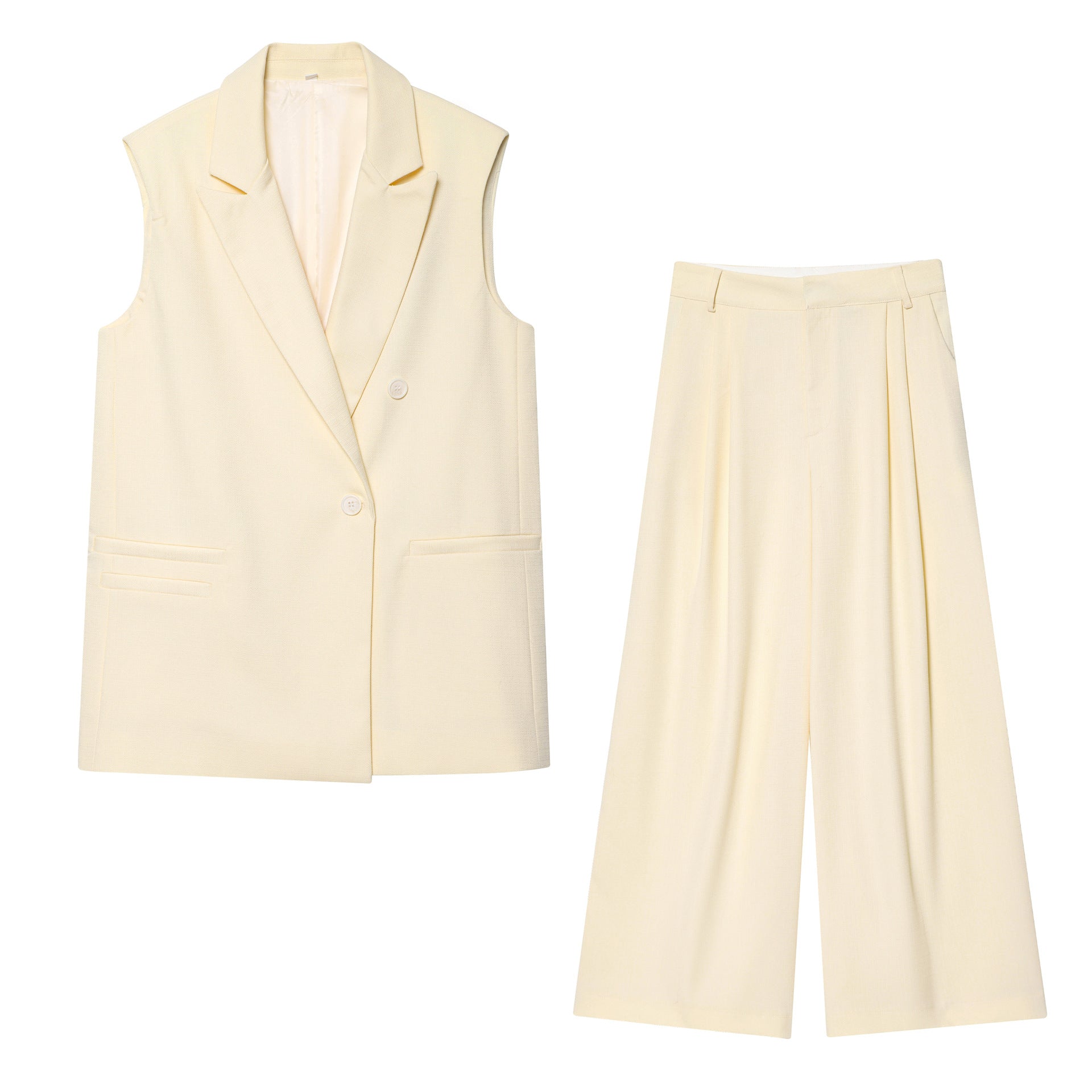 Elegant Sleeveless Top and Wide-Leg Pants Set with Style Design