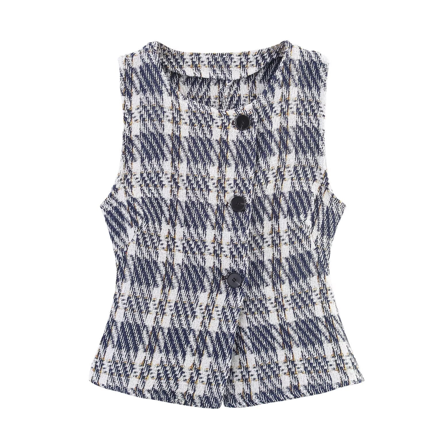 Fashion plaid texture vest+skirt pants set for women