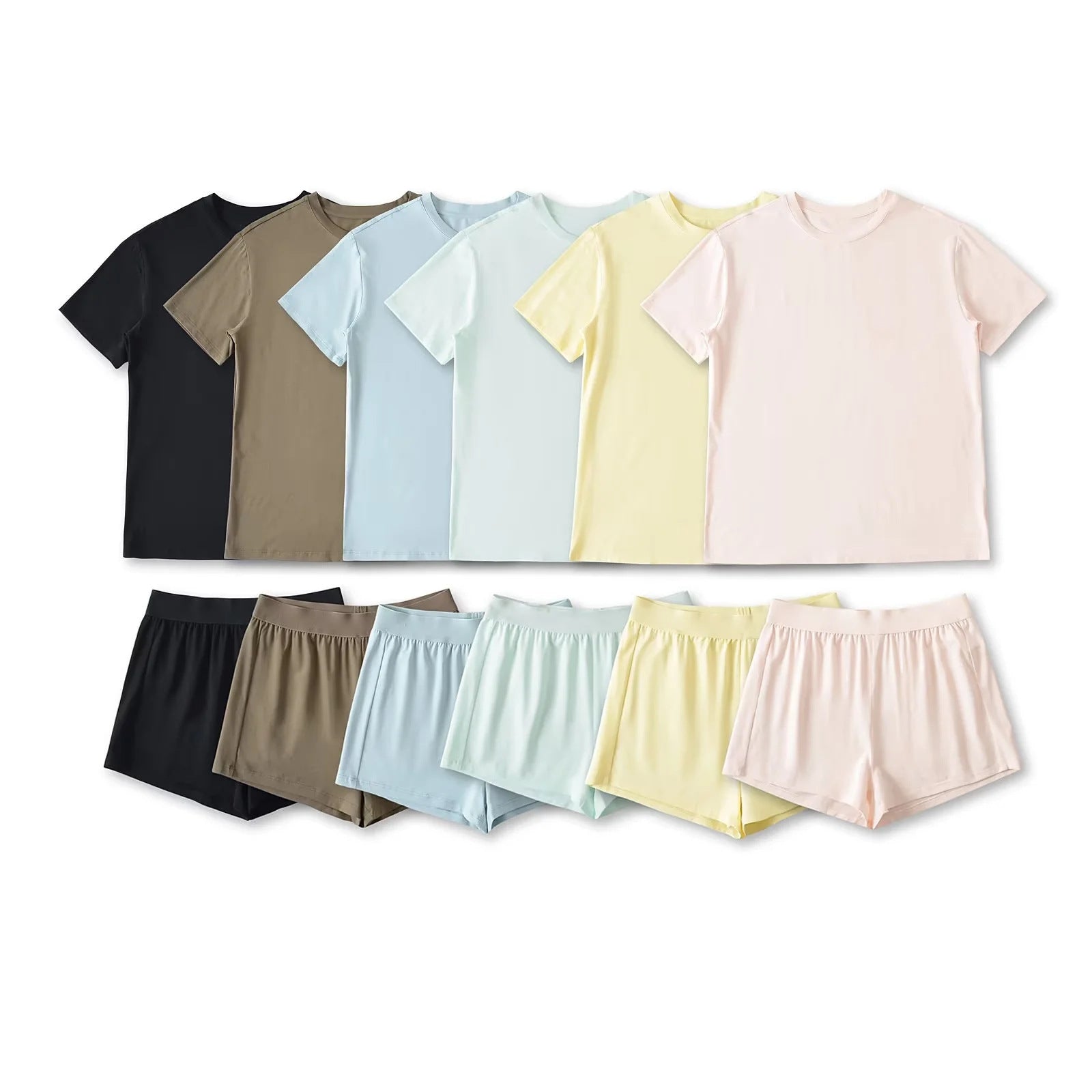Loose round neck short sleeved T-shirt+hot pants two-piece set