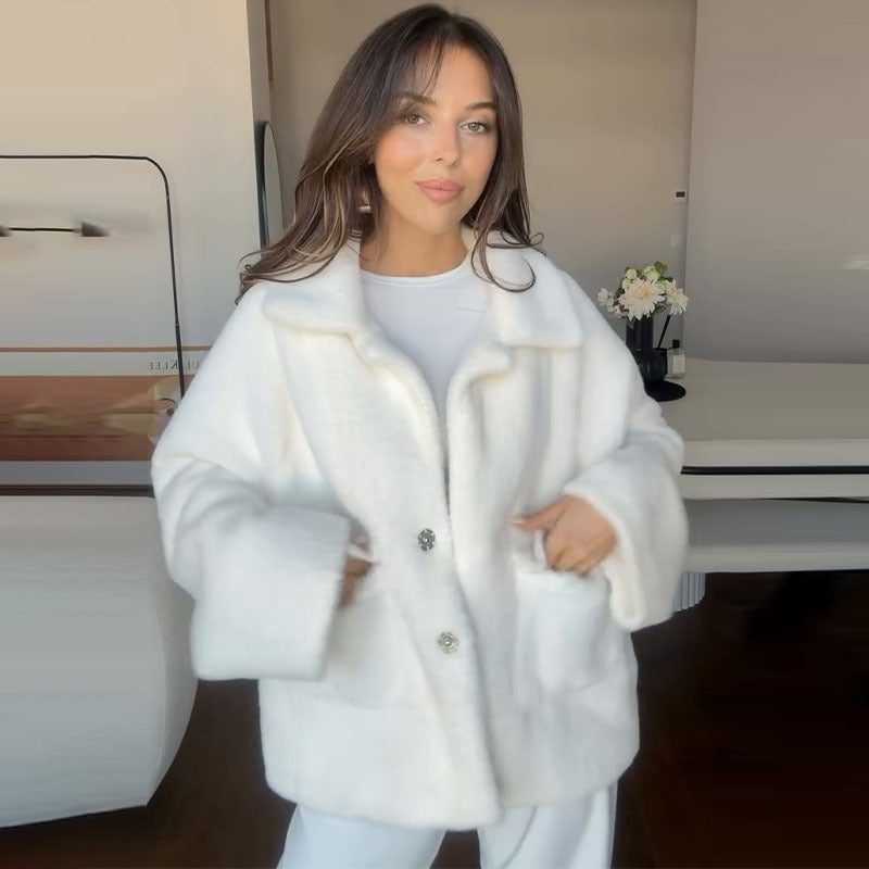 Thick fur integrated temperament short plush fur jacket