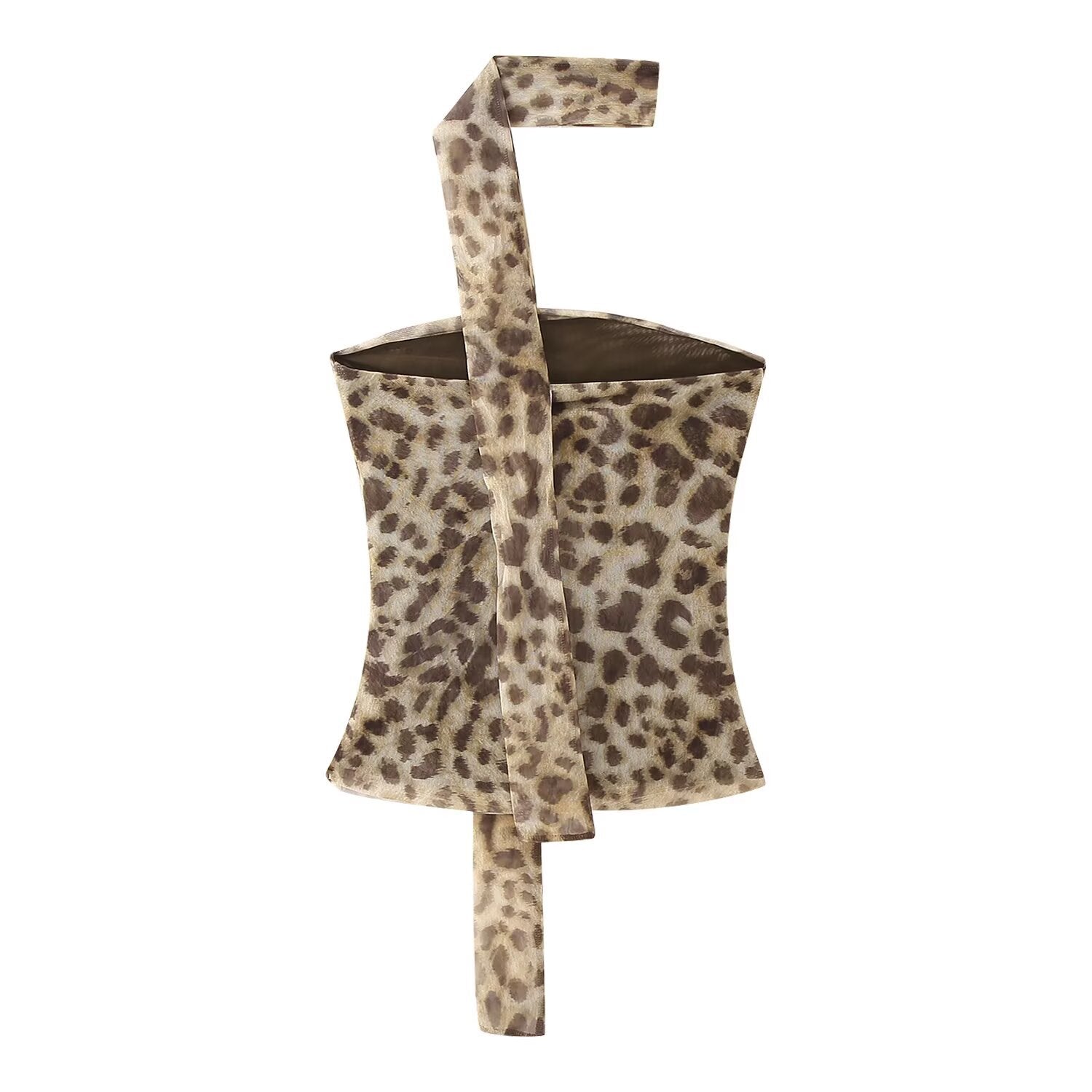 Women's Animal Print Mesh Strapless Top + Skirt Set
