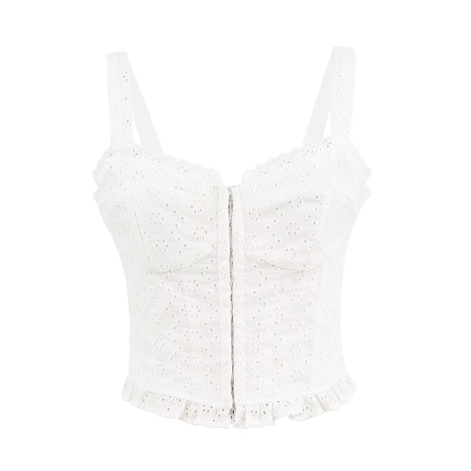 Women's European and American style embroidered lace camisole top+skirt set