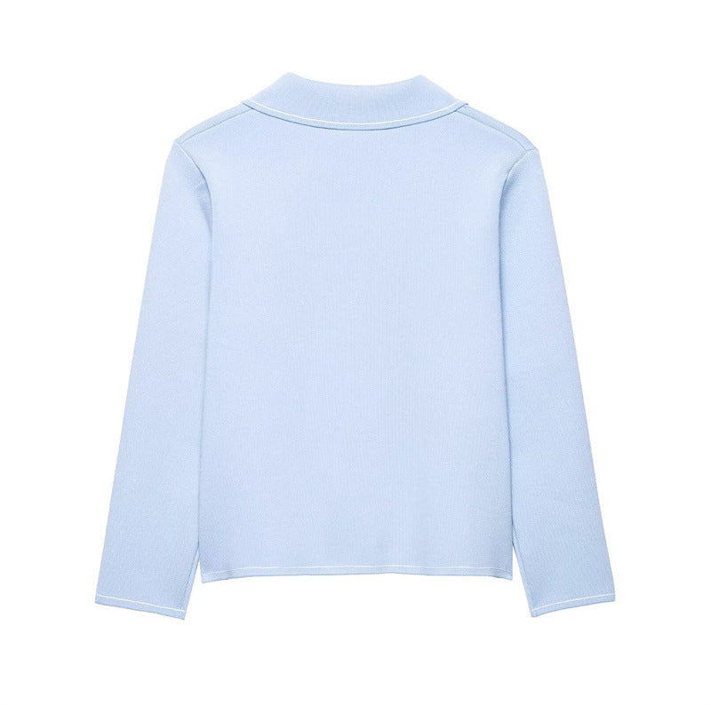 Elegant  Style Women's Knitted Jacket with Decorative Edges and Skirt
