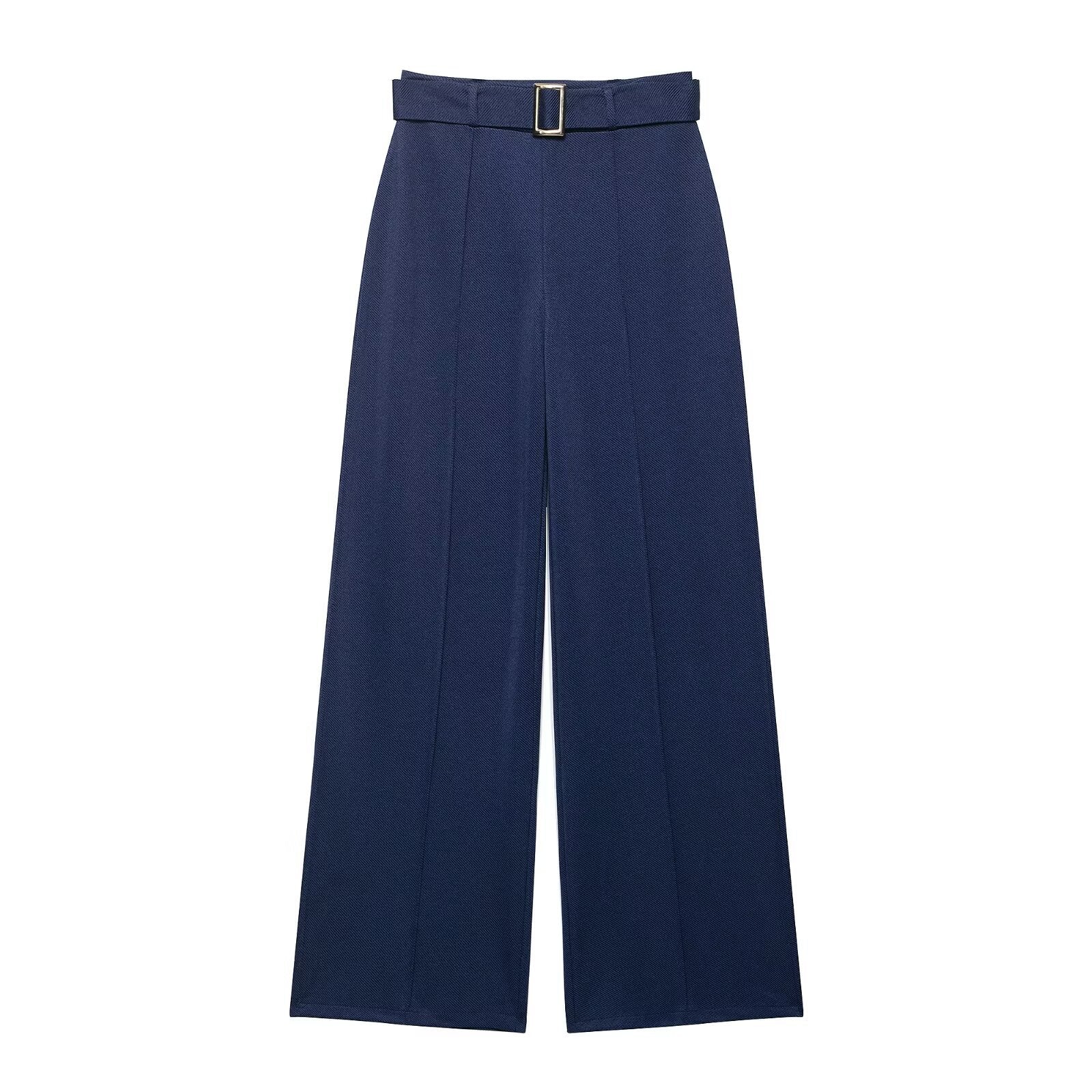Women's Fashion Button Decorated Twill Top + Waistband Twill Pants Set