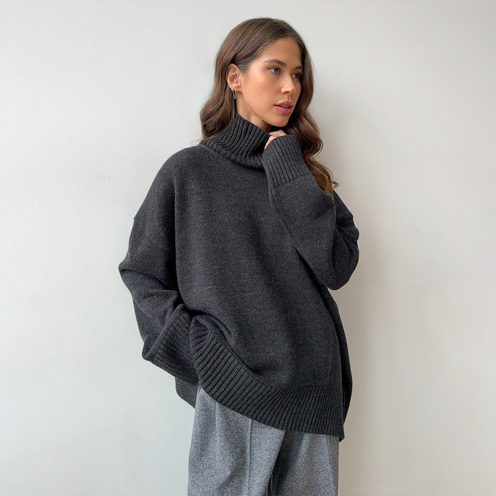 Knit Sweater Loose Slim Fit Solid Color Autumn Winter Women's Knitwear