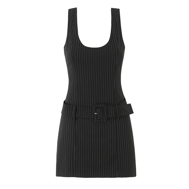 Strapless Striped Belted Jumpsuit Dress Style Fashion Women's Clothing