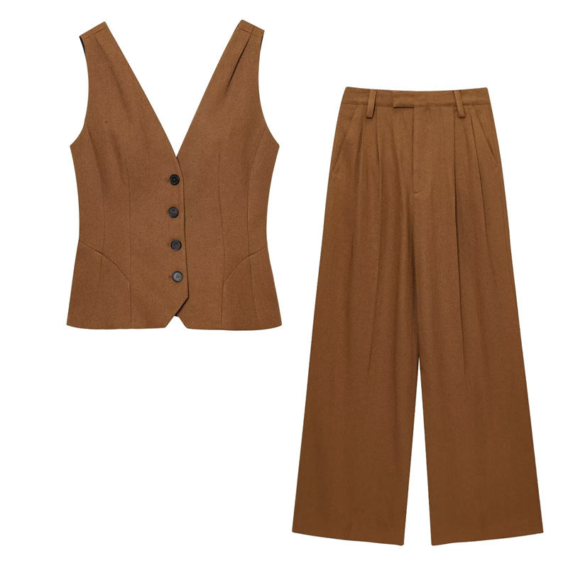 Spring New  Style Design Sleeveless Vest Top and Long Pants Set to Show Temperament