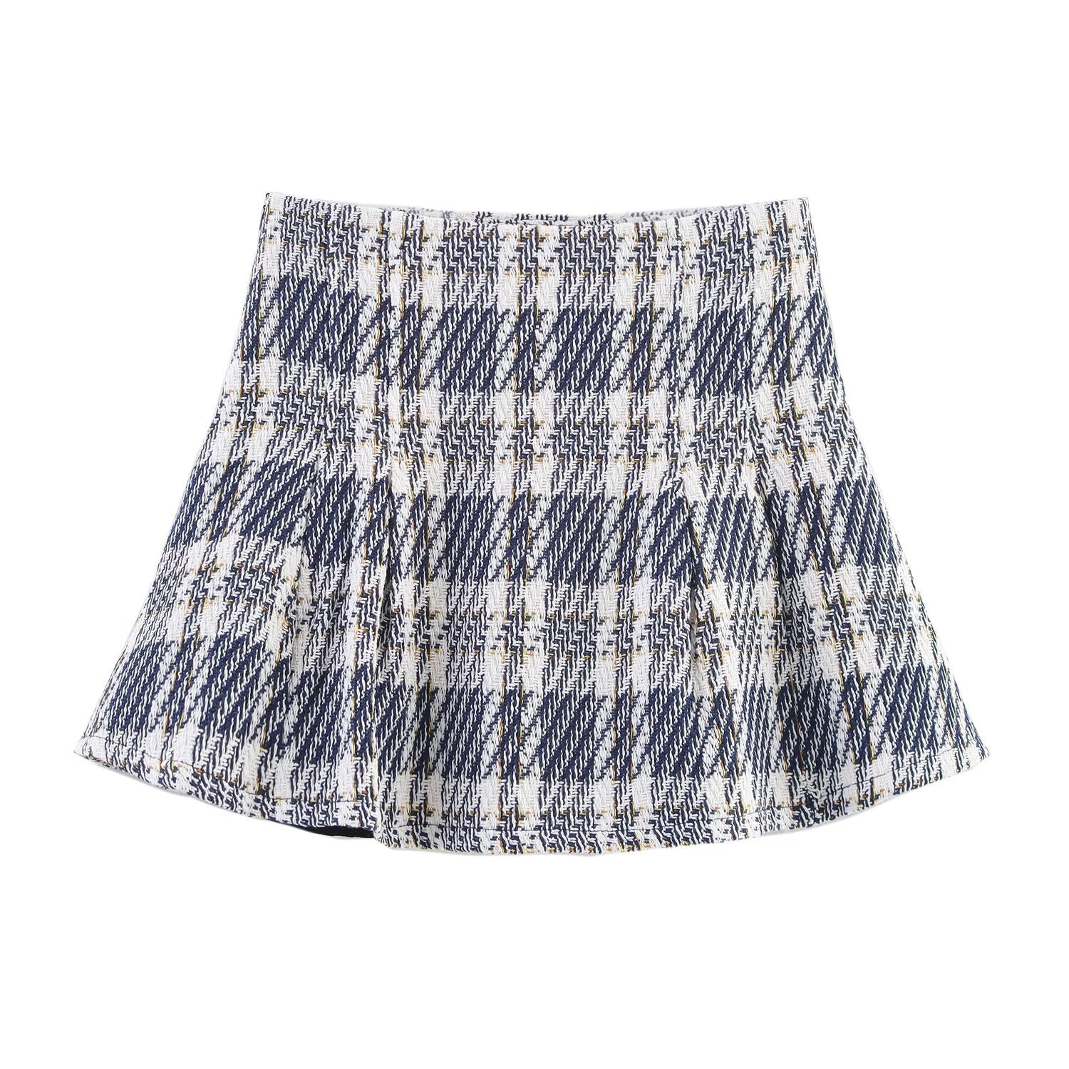 Fashion plaid texture vest+skirt pants set for women