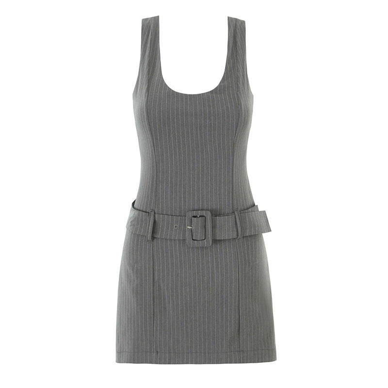 Strapless Striped Belted Jumpsuit Dress Style Fashion Women's Clothing