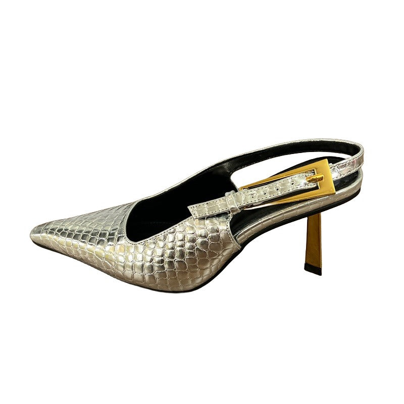 Fashionable temperament European and American style denim leopard print shoes for women stiletto high heels for women