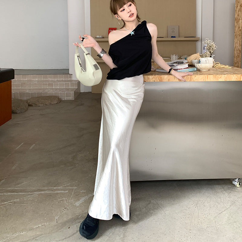Slimming Satin Long Skirt