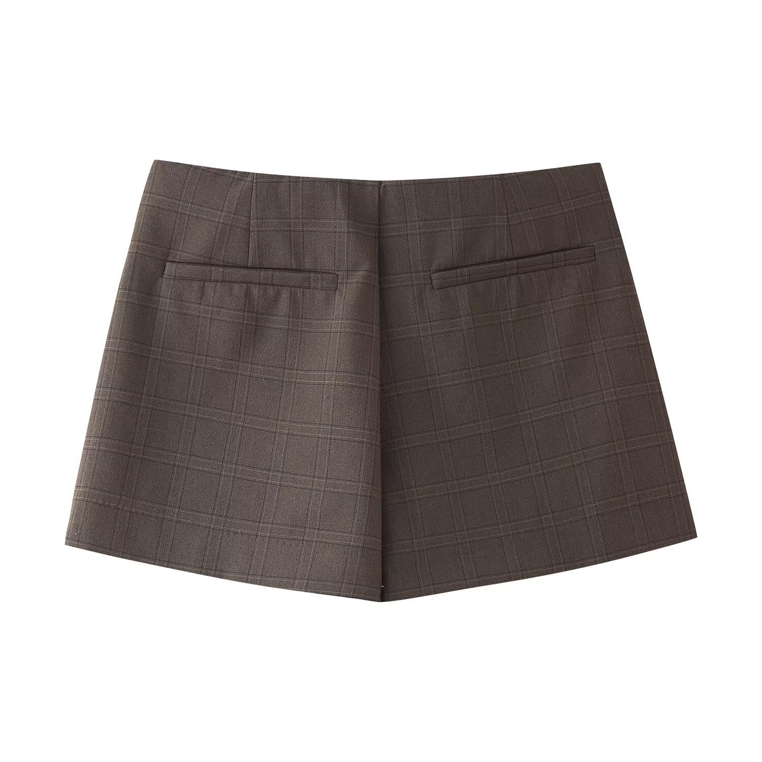 High waisted slimming and wrinkled two-color zipper pants skirt for women