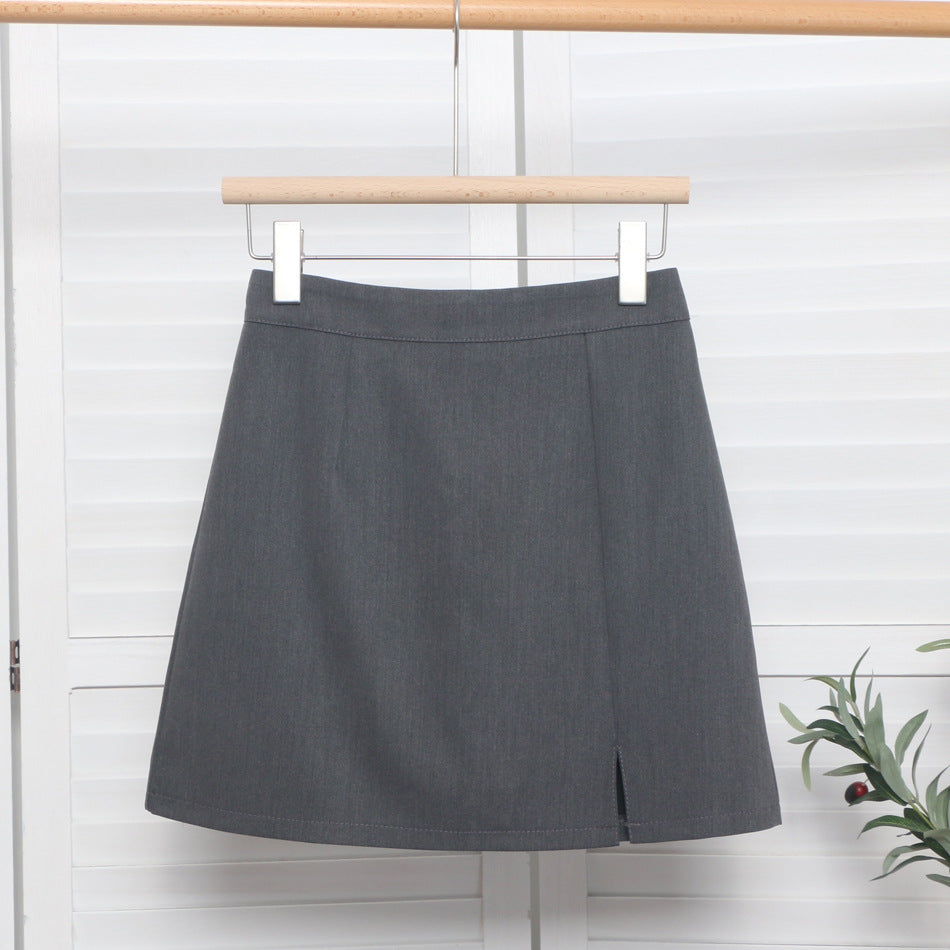 High waisted split hip wrap anti glare A-line short skirt for women