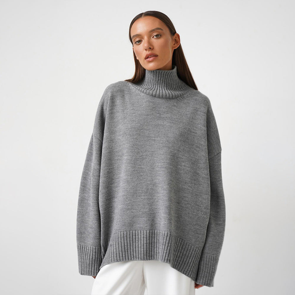 Knit Sweater Loose Slim Fit Solid Color Autumn Winter Women's Knitwear
