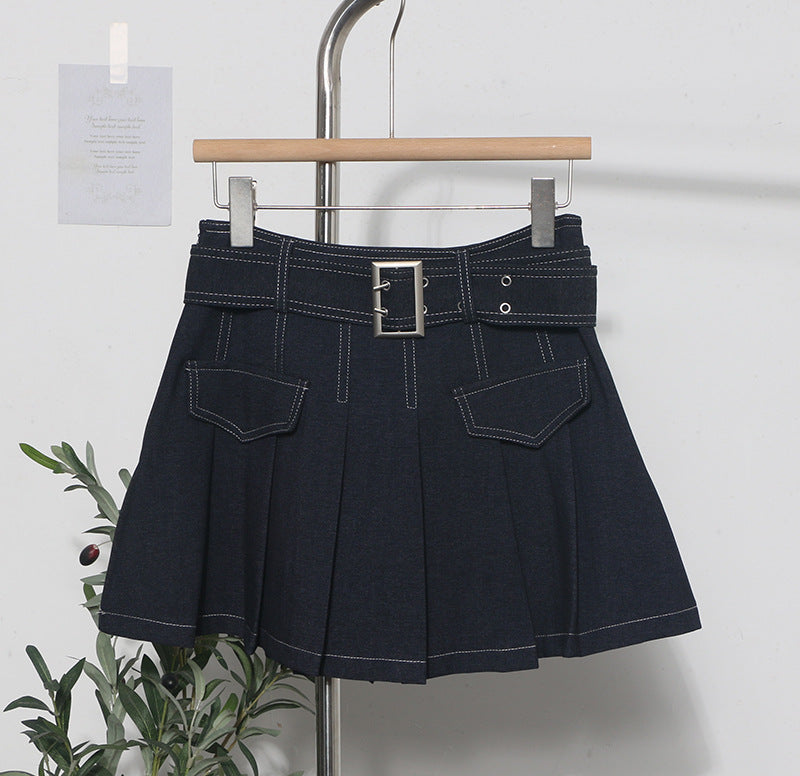 Half length skirt women's anti slip pleated skirt