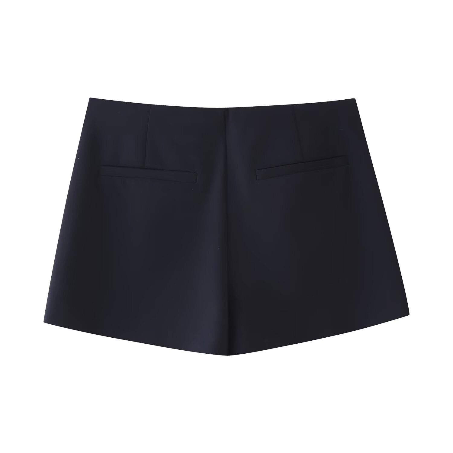High waisted slimming and wrinkled two-color zipper pants skirt for women
