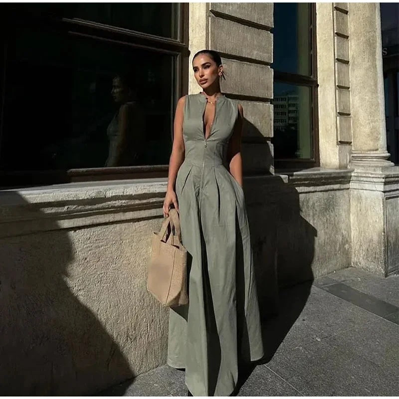 Zipper Dress with High Waist Slim Fit for Daily Wear