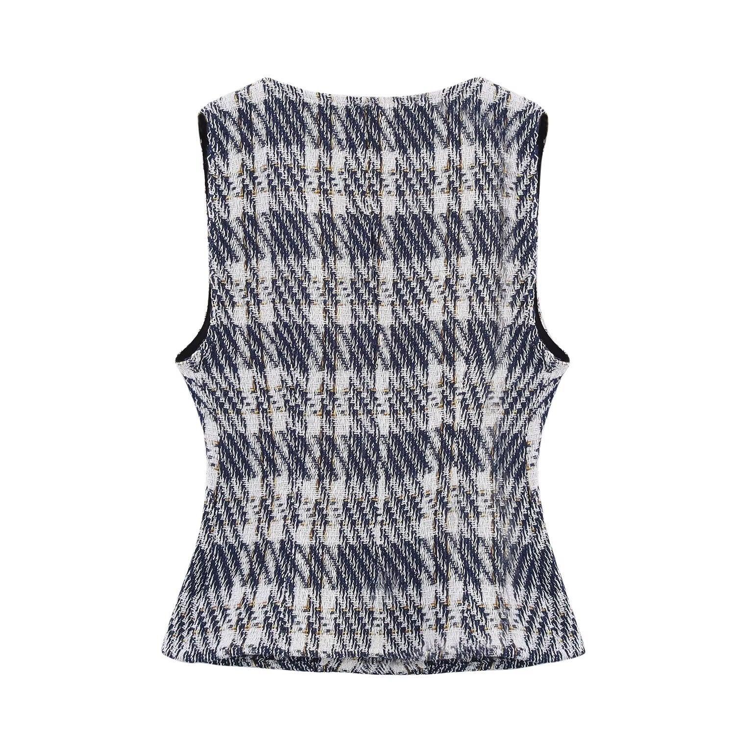 Fashion plaid texture vest+skirt pants set for women