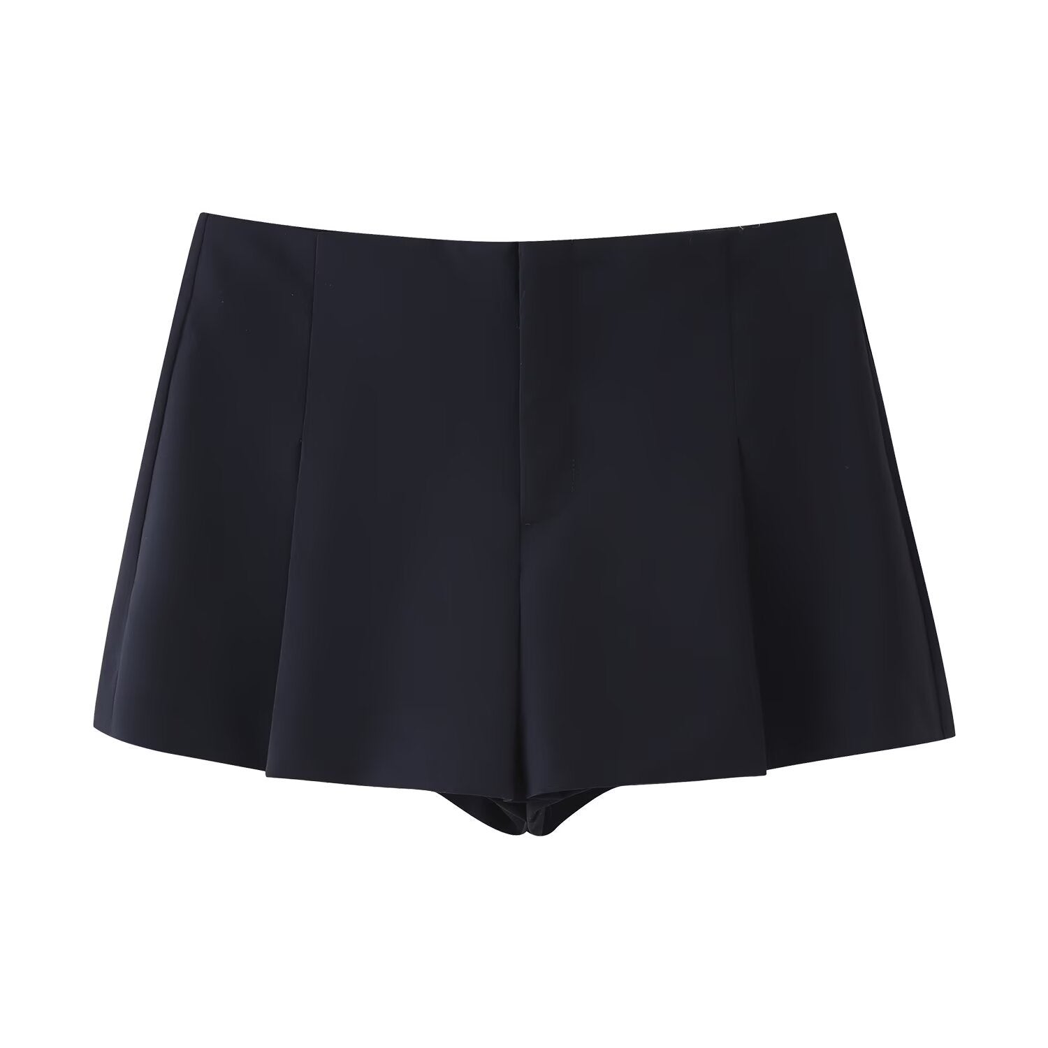 High waisted slimming and wrinkled two-color zipper pants skirt for women