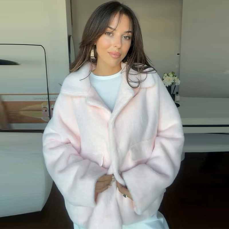 Thick fur integrated temperament short plush fur jacket