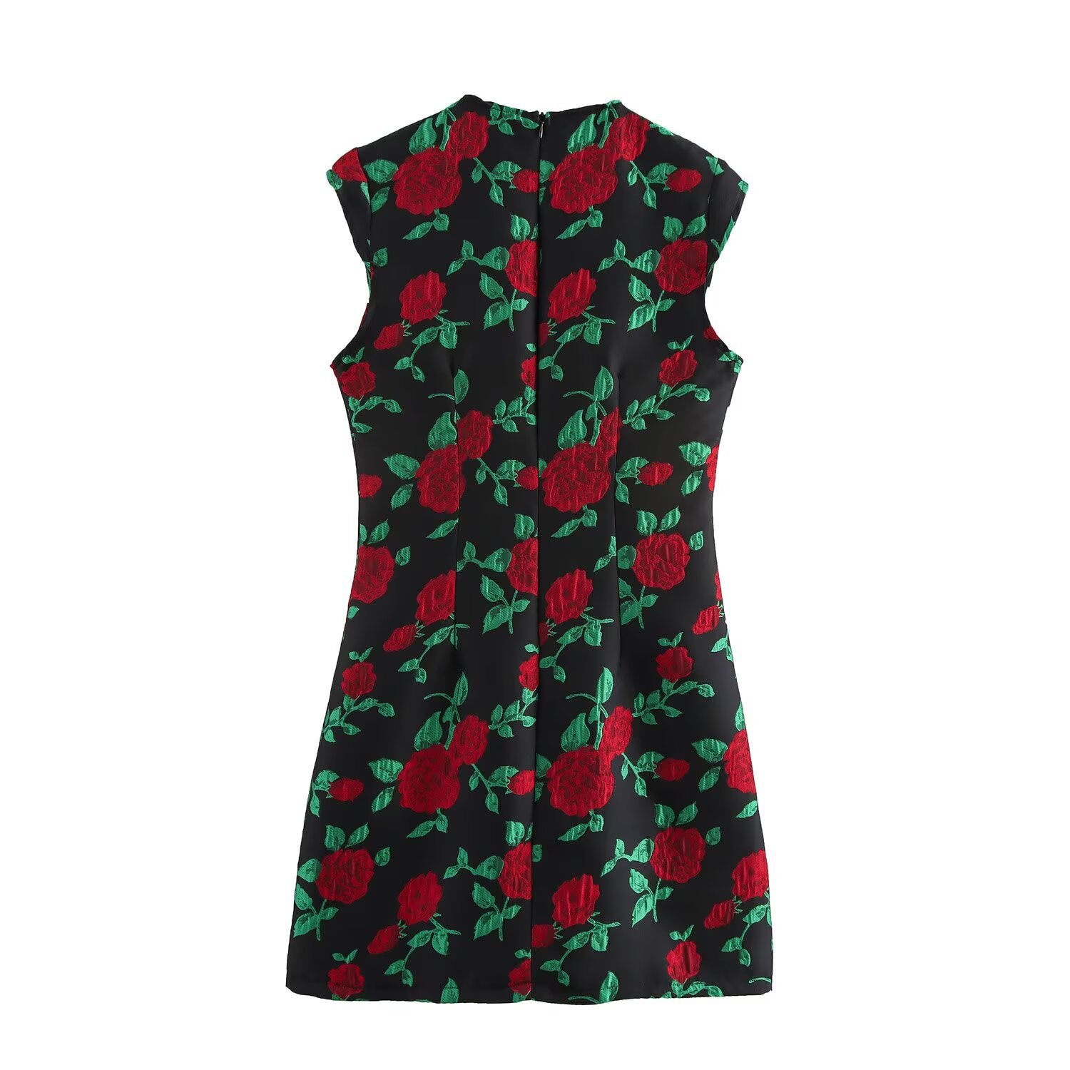 Round neck short sleeved printed slim fit skirt dress for women