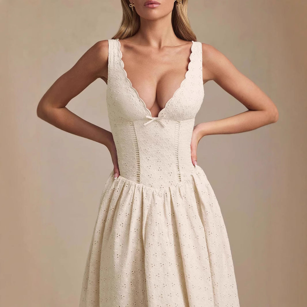 Heavy Work Fitted Strapless Dress Elegant Retro