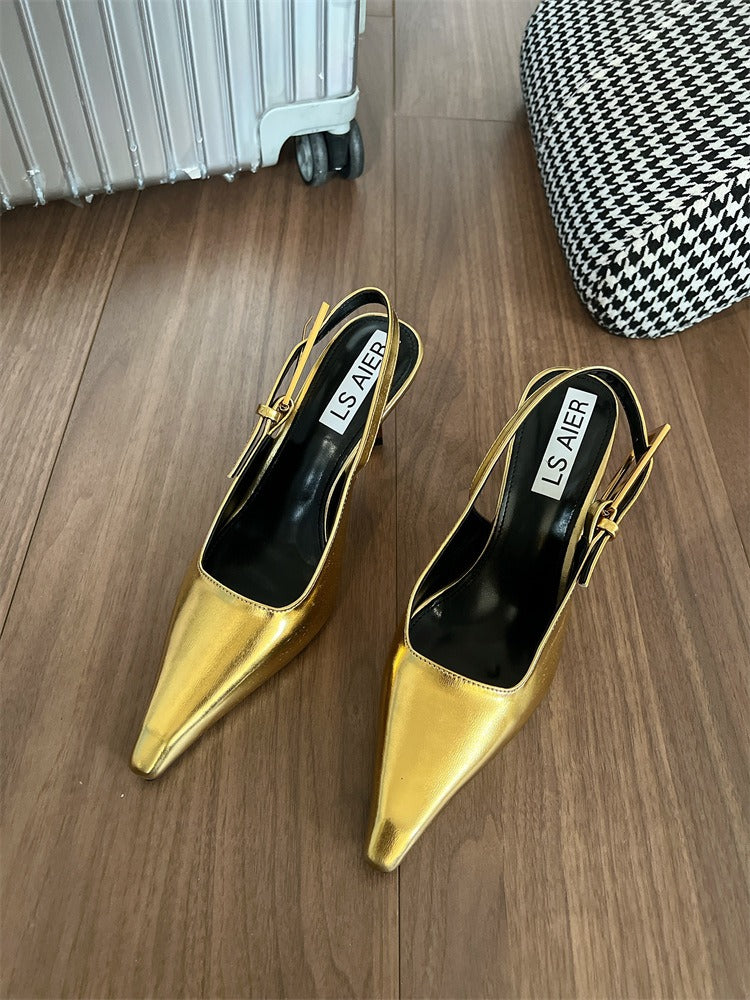 Fashionable temperament European and American style denim leopard print shoes for women stiletto high heels for women