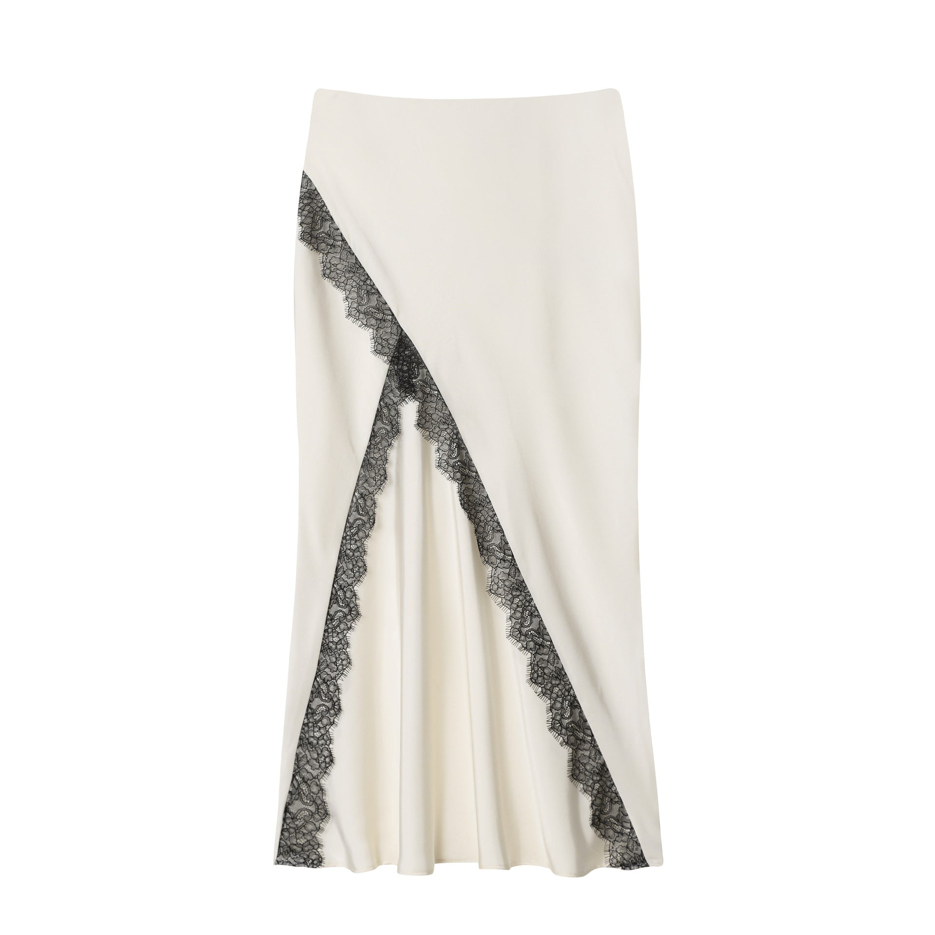 Women's Lace-Trimmed Satin Halter Neck Top + Midi Skirt Set