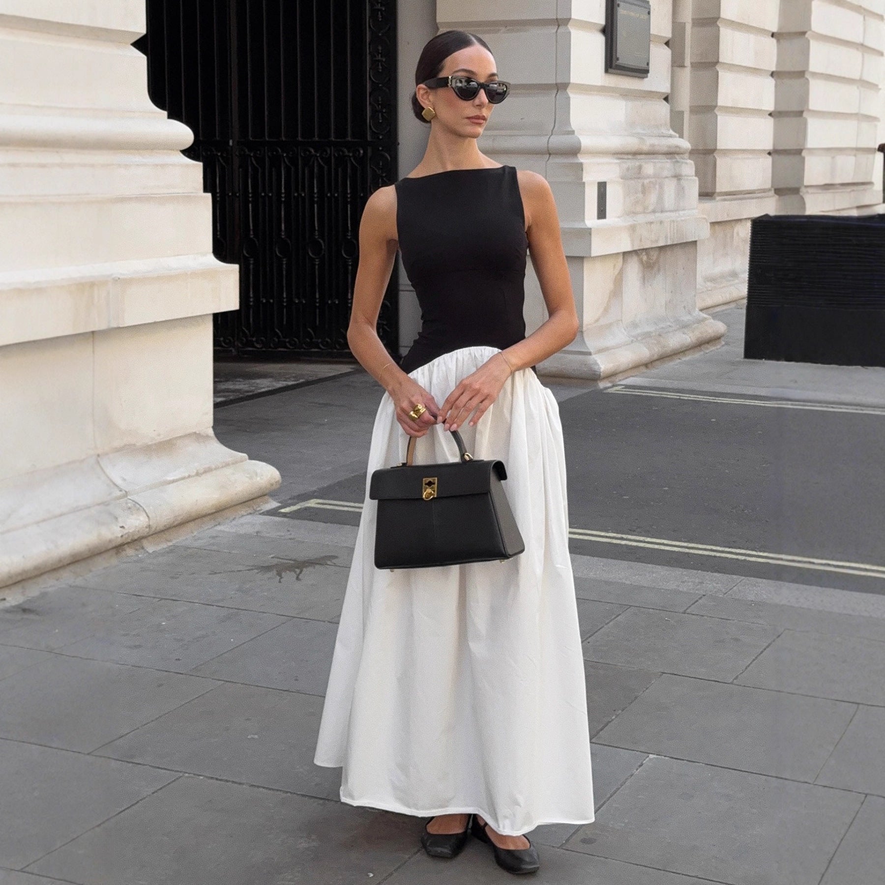 Round Neck Sleeveless Strapless Dress Irregular Waist Design Loose Long Skirt