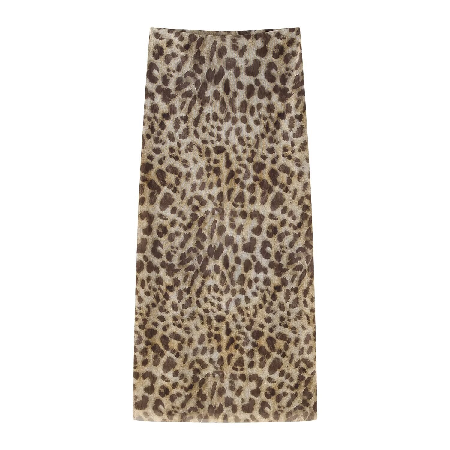 Women's Animal Print Mesh Strapless Top + Skirt Set