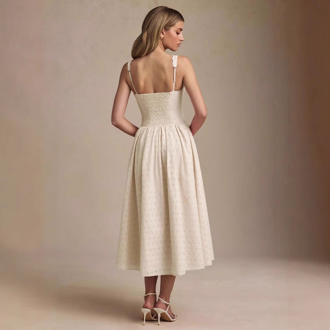 Heavy Work Fitted Strapless Dress Elegant Retro