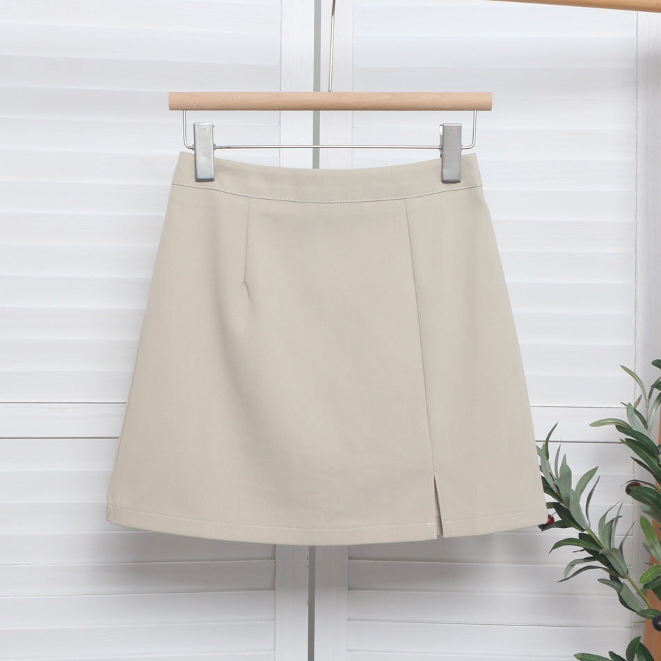 High waisted split hip wrap anti glare A-line short skirt for women