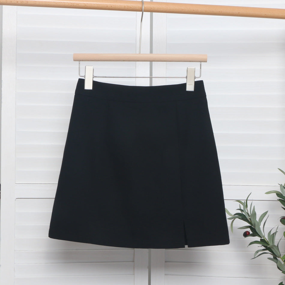 High waisted split hip wrap anti glare A-line short skirt for women