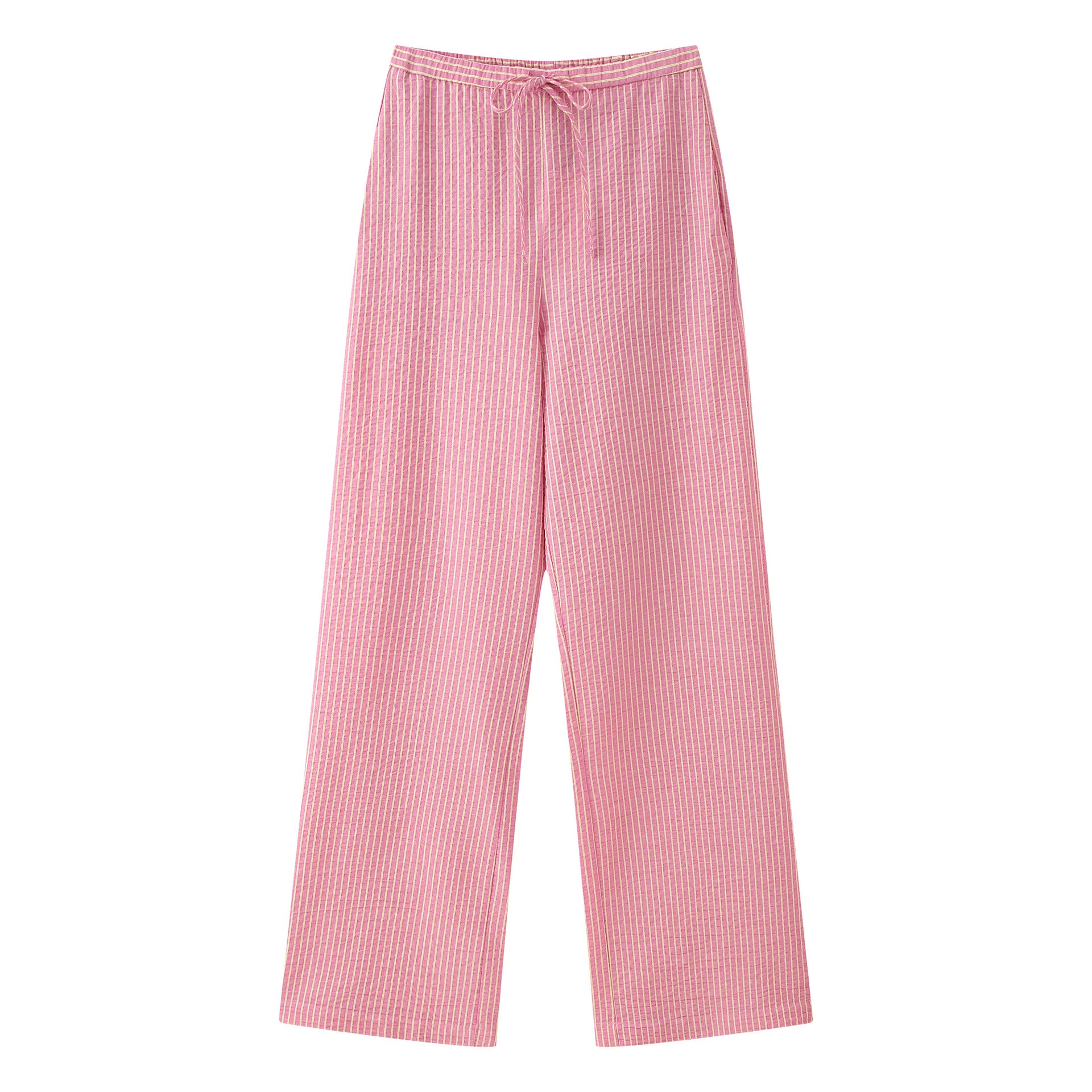 Women's Clothing Bow Decorated Striped Top + Long Pants Set