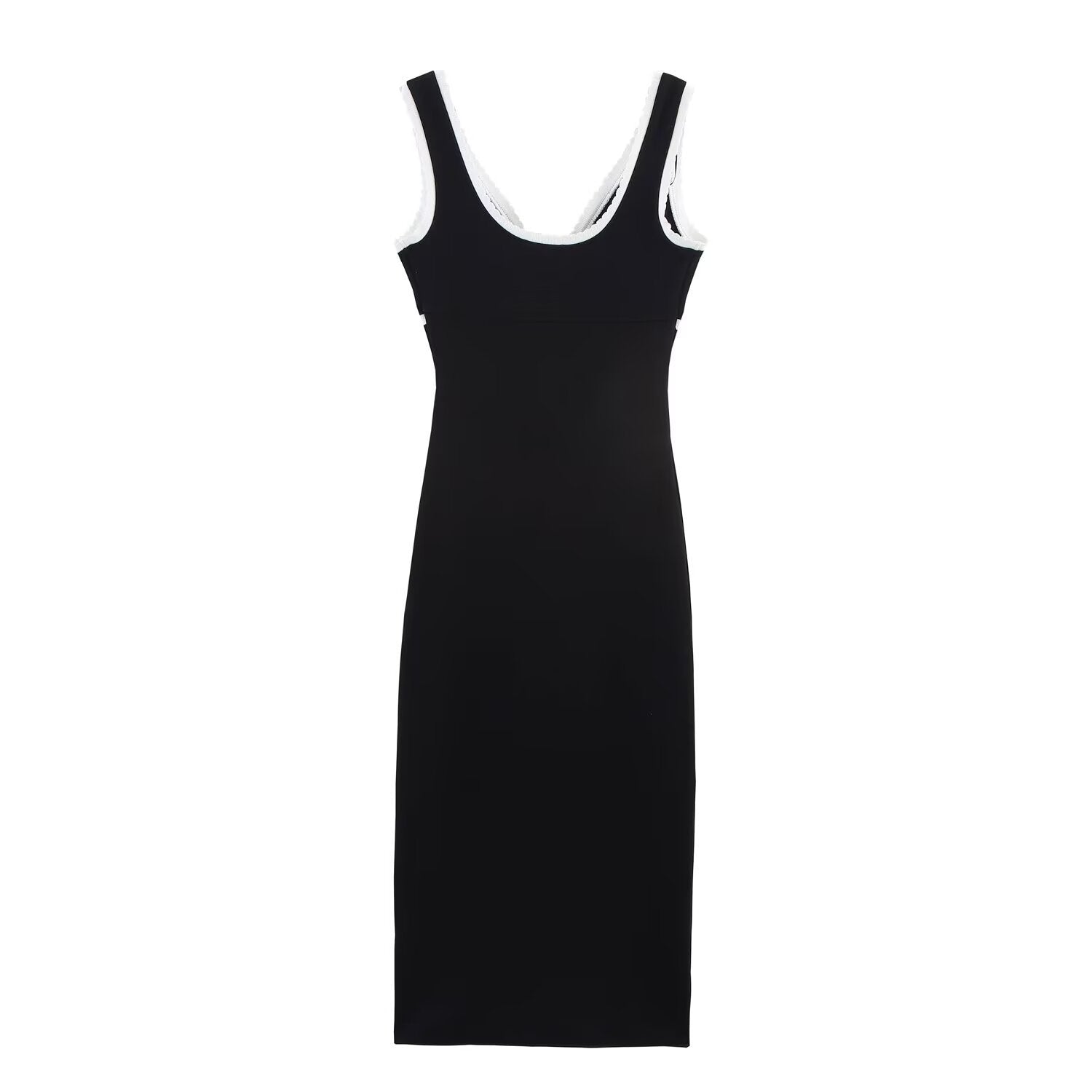 V-neck sleeveless contrasting camisole dress for women