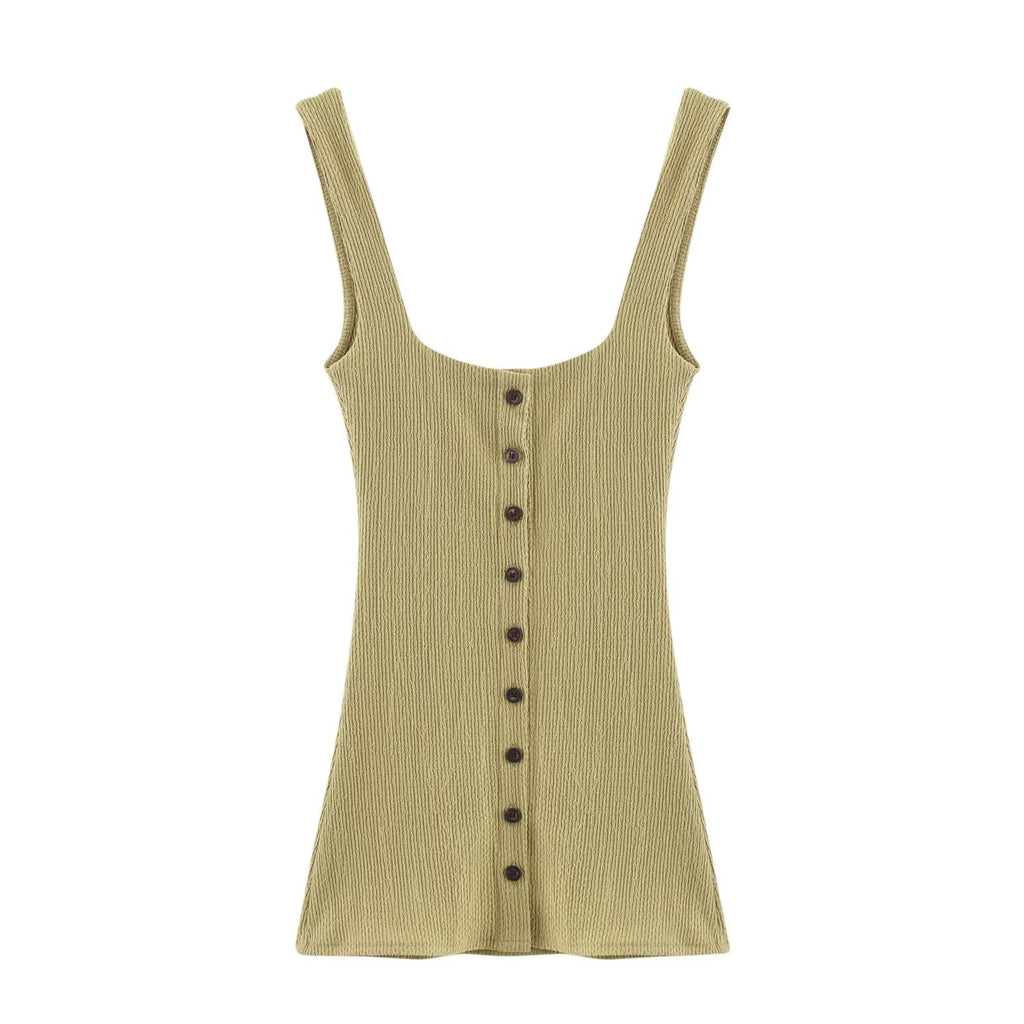 Fashionable slim button decoration texture knitted top+flared pants set