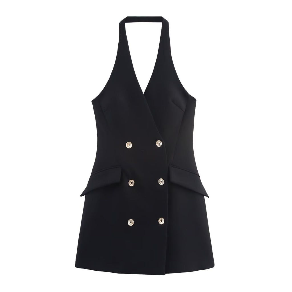 Women's Fashion Temperament Halter Neck Mini Suit Dress