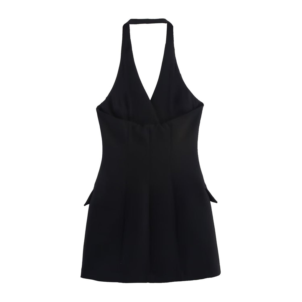 Women's Fashion Temperament Halter Neck Mini Suit Dress
