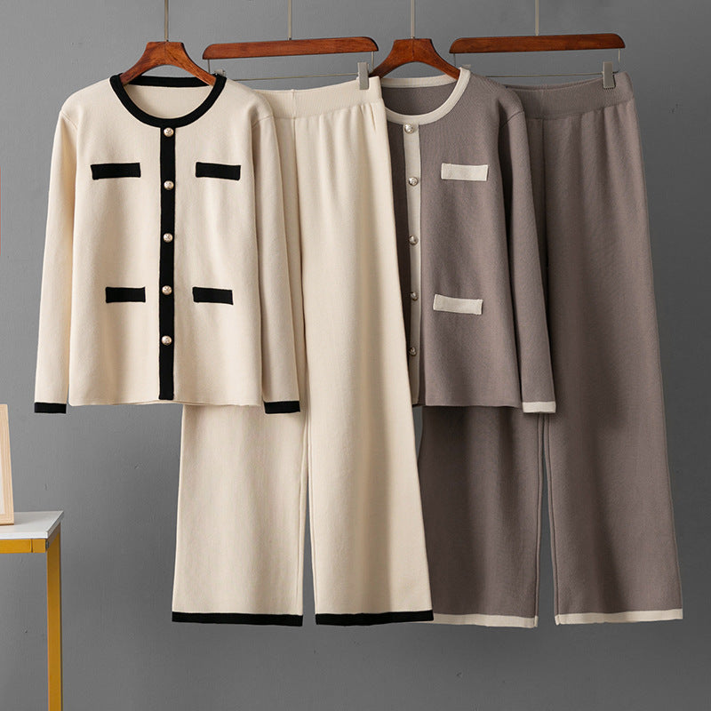 Wide leg pants slimming two-piece set