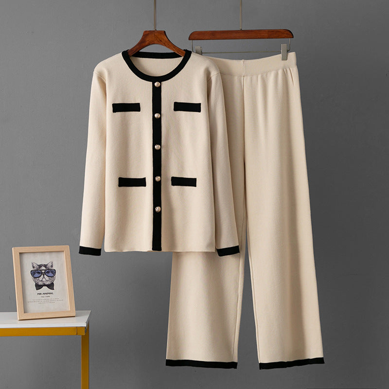 Wide leg pants slimming two-piece set