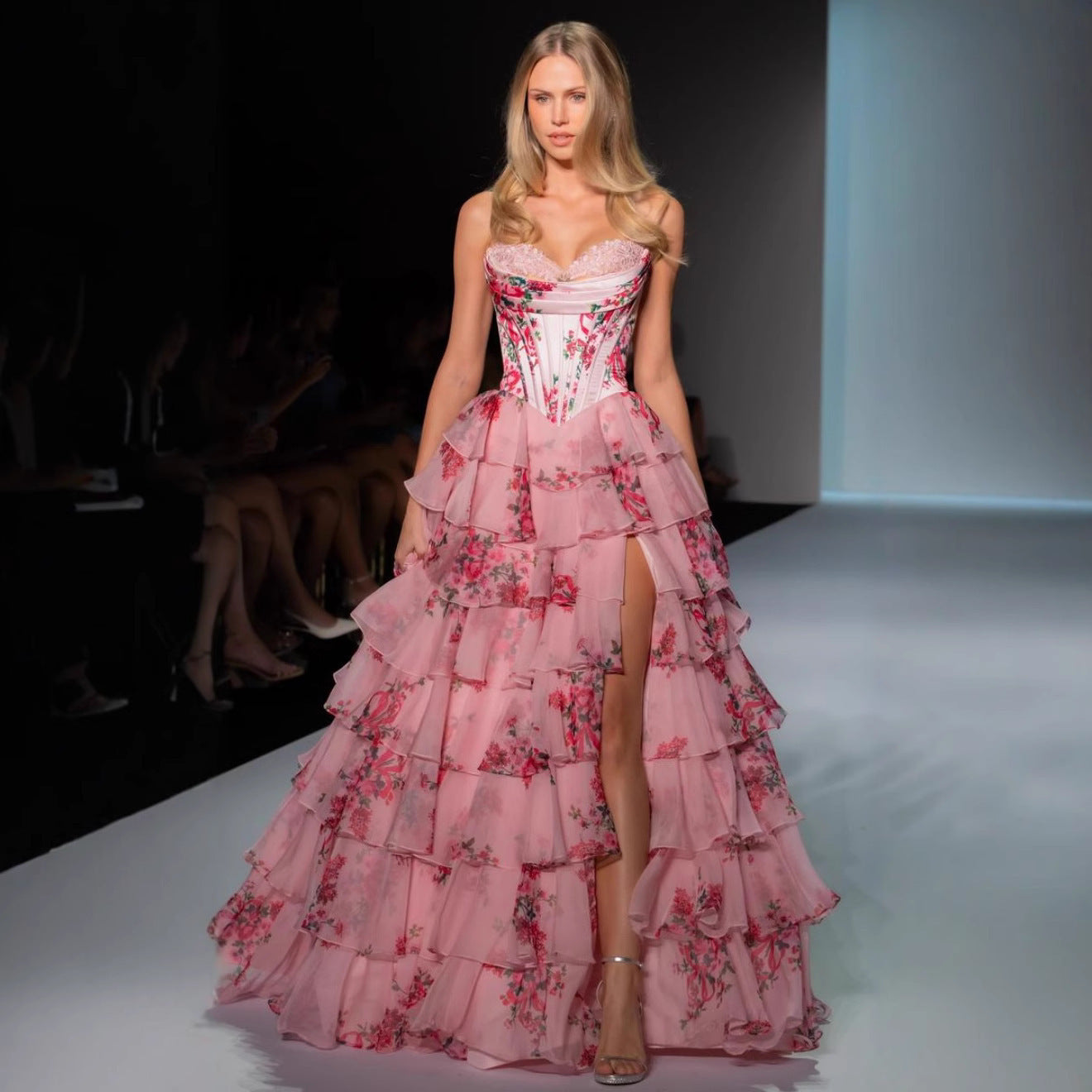 Strapless Printed Dress