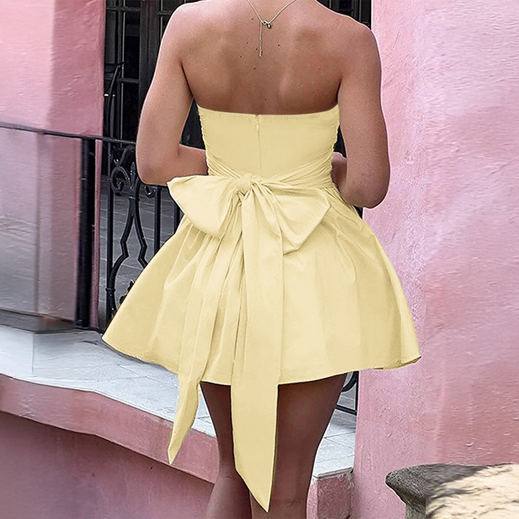 Elegant Butterfly Knot Wrap Chest Dress for Women