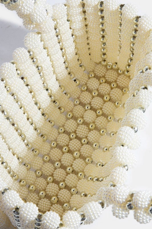 Fame Accessories Fame Metallic and Pearl Cluster Beaded Handbag